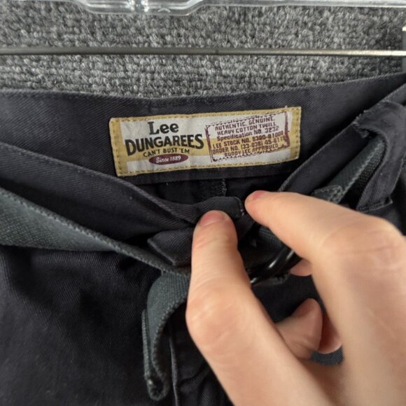 NWT Lee Dungaree Cargo Shorts Navy Blue Belted Pockets Size 38 Cotton Adult Men - Picture 11 of 16